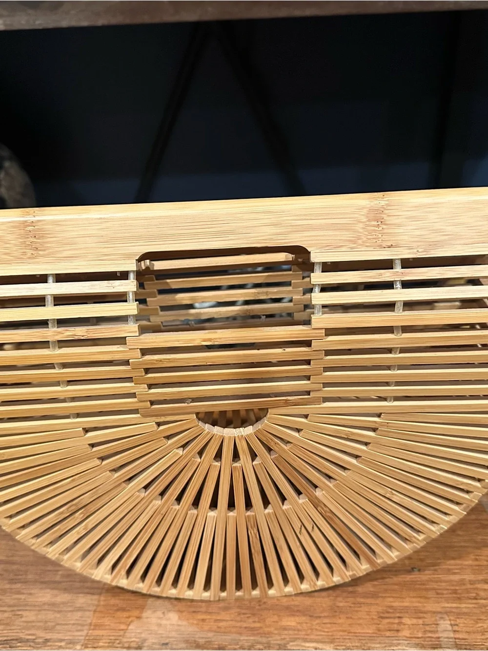 VIntga Natural Bamboo Half-Moon Clutch